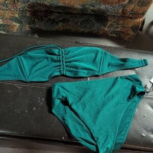 Target Green Plaid Bikini Top - Teal/Green